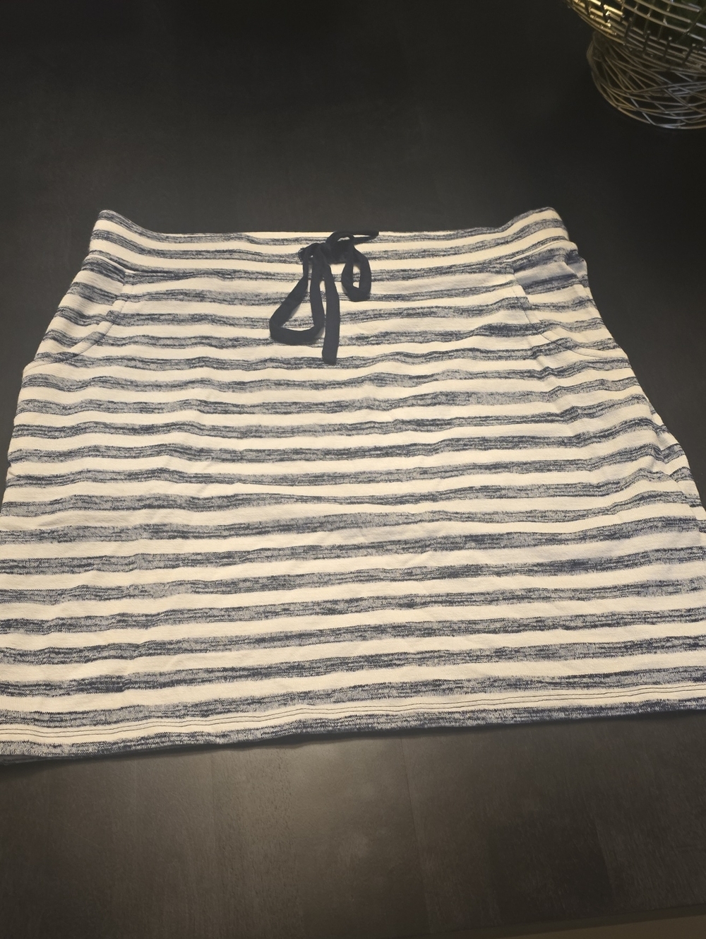 Market & Spruce Navy and White Striped Drawstring Mini Skirt